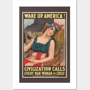 1917 NYC Wake Up America Day WWI Poster by J.M. Flagg Posters and Art